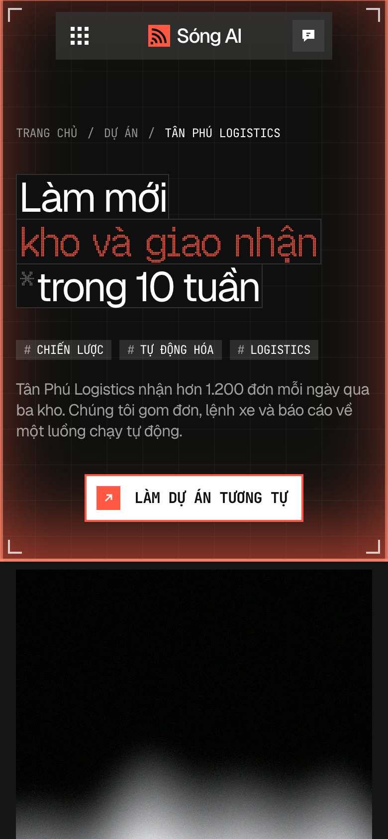 Màn hình đầu của trang Dự án, kiểu Tư vấn AI trên điện thoại